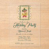 Invitations En Acrylique Elegant French Horn Christmas Dark Green (Recto)