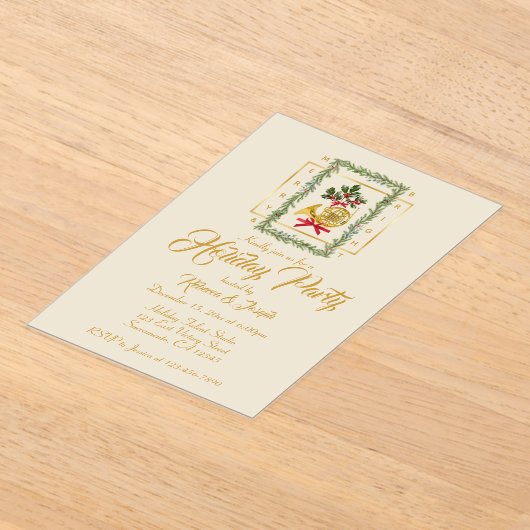 Invitations En Acrylique Elegant French Horn Christmas Irish Cream (Poser)