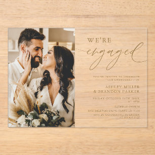 Invitations En Acrylique Elegant Gold Acrylique Partie d'engagement