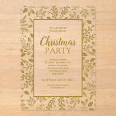 Invitations En Acrylique Elegant Gold Botanicals Christmas Party (Recto)