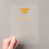 Invitations En Acrylique Elégant Gold Calligraphy Graduation (In situ (ordinateur de poche))