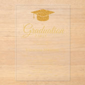 Invitations En Acrylique Elégant Gold Calligraphy Graduation (Recto)