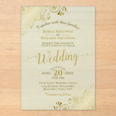 Invitations En Acrylique Élégant Gold Calligraphy Mint Green Mariage (Recto)