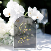 Invitations En Acrylique Elegant Gold Faux Foil Arch Acrylic Open Bar Sign