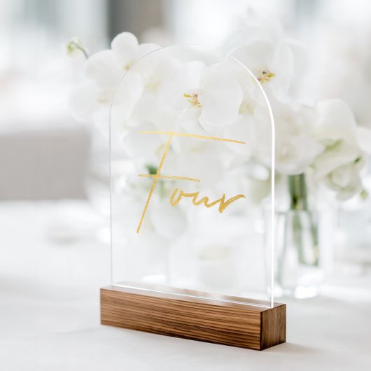 Invitations En Acrylique Elegant Gold Faux Foil Arch Acrylic Table Number