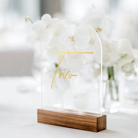 Invitations En Acrylique Elegant Gold Faux Foil Arch Acrylic Table Number