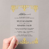 Invitations En Acrylique Elegant Gold Foil Damask Islamic Wedding (In situ (ordinateur de poche))