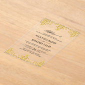 Invitations En Acrylique Elegant Gold Foil Damask Islamic Wedding (Poser)