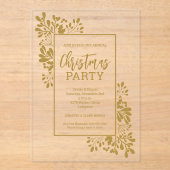 Invitations En Acrylique Elegant Gold Foliage Christmas Party (Recto)