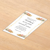 Invitations En Acrylique Elegant Gold Geometric Rustic Floral Wedding  (Poser)