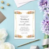 Invitations En Acrylique Elegant Gold Geometric Rustic Floral Wedding  (Insitu (Mariage))