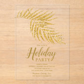 Invitations En Acrylique Elegant Gold Glitter Palm Holiday Christmas (Recto)