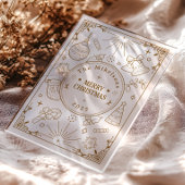 Invitations En Acrylique Élégant Gold Line Art Noël