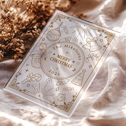 Invitations En Acrylique Élégant Gold Line Art Noël