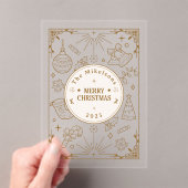Invitations En Acrylique Élégant Gold Line Art Noël (In situ (ordinateur de poche))
