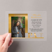 Invitations En Acrylique Elegant Gold PA Caduceus Photo Graduation (In situ (ordinateur de poche))