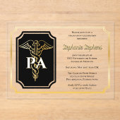 Invitations En Acrylique Elégant Gold Physicians Assistant Graduation Party (Recto)