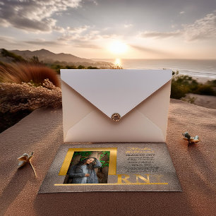 Invitations En Acrylique Elégant Gold RN Caduceus Photo Graduation