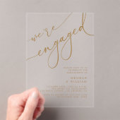 Invitations En Acrylique Élégant Gold Script Nous sommes engagés pour la pa (In situ (ordinateur de poche))