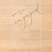 Invitations En Acrylique Élégant Gold Script Nous sommes engagés pour la pa (Recto)