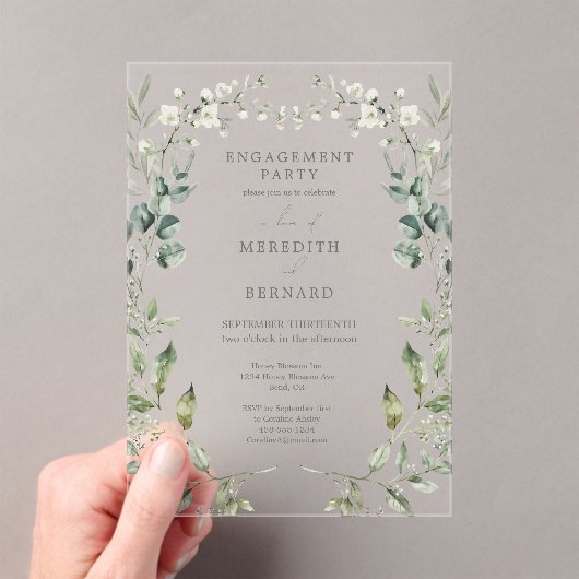 Invitations En Acrylique Élégant groupe d'engagement botanique (In situ (ordinateur de poche))