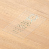 Invitations En Acrylique Élégant hiver Floral Crest Mariage (Poser)