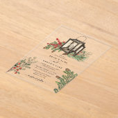 Invitations En Acrylique Élégant hiver Pins rustique Mariage de lanterne (Poser)