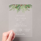 Invitations En Acrylique Elégant hiver verdure Mariage de feuillage botaniq (In situ (ordinateur de poche))