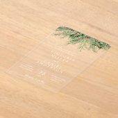 Invitations En Acrylique Elégant hiver verdure Mariage de feuillage botaniq (Poser)