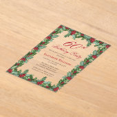 Invitations En Acrylique Elegant Holly | Berries Frame 60e fête d'anniversa (Poser)