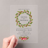 Invitations En Acrylique Élégant Holly Wreath Mariage de Noël (In situ (ordinateur de poche))