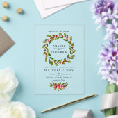 Invitations En Acrylique Élégant Holly Wreath Mariage de Noël (Insitu (Mariage))