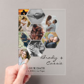 Invitations En Acrylique Elégant Honeypeb Photo Wedding Enregistrer la date (In situ (ordinateur de poche))