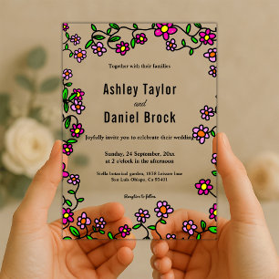 Invitations En Acrylique Elégant Jardin floral Whimsical Rustique Mariage