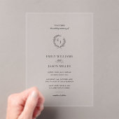 Invitations En Acrylique Elegant Laurel Wreath Minimalist Wedding (In situ (ordinateur de poche))