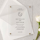 Invitations En Acrylique Elegant Laurel Wreath Minimalist Wedding