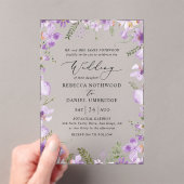 Invitations En Acrylique Élégant Lavender Floral Mariage (In situ (ordinateur de poche))