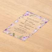 Invitations En Acrylique Élégant Lavender Floral Mariage (Poser)