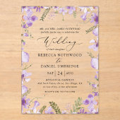 Invitations En Acrylique Élégant Lavender Floral Mariage (Recto)