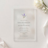 Invitations En Acrylique Elegant Lavender Flower Minimalist Wedding