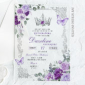 Invitations En Acrylique Elegant Lilac Purple Crown Quinceanera