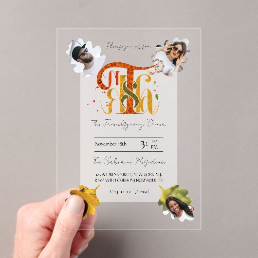 Invitations En Acrylique Elegant Manuscript Thanks Autumn Foliage Photos (In situ (ordinateur de poche))