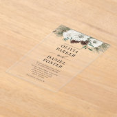 Invitations En Acrylique Élégant Mariage À feuillage persistant hiver moder (Poser)