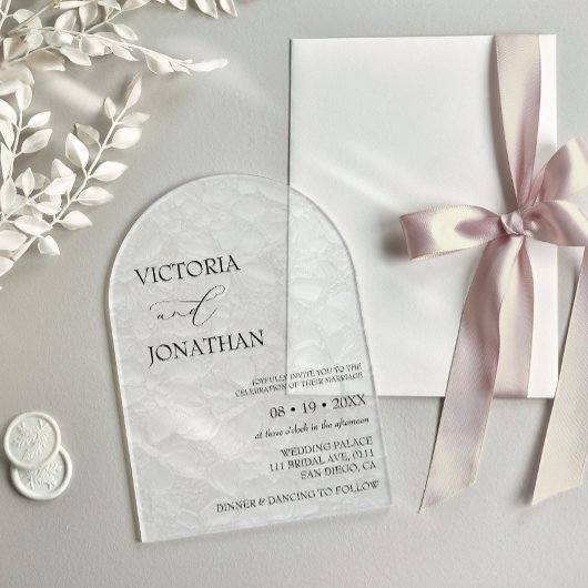 Invitations En Acrylique Élégant Mariage à motif floral blanc