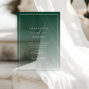 Invitations En Acrylique Élégant mariage acrylique à dégradé de vert forêt