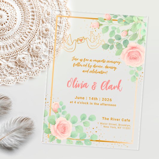 Invitations En Acrylique Élégant Mariage acrylique avec design floral
