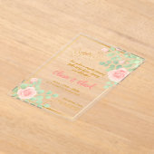 Invitations En Acrylique Élégant Mariage acrylique avec design floral (Poser)