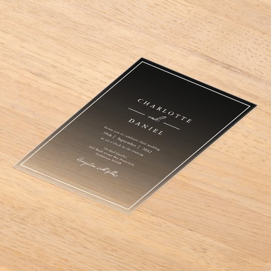Invitations En Acrylique Élégant Mariage acrylique dégradé noir (Poser)