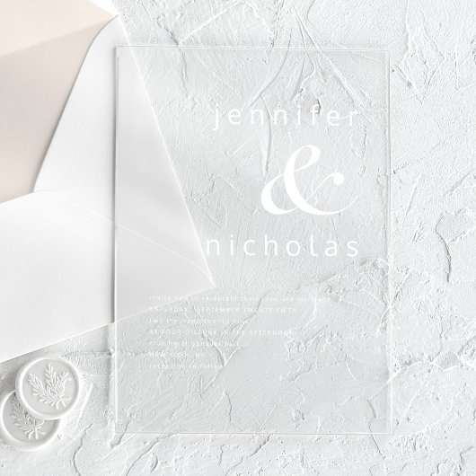 Invitations En Acrylique Élégant Mariage Ampersand
