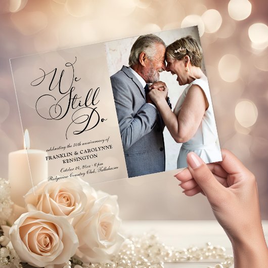 Invitations En Acrylique Elégant mariage Anniversaire Vow Renouveau